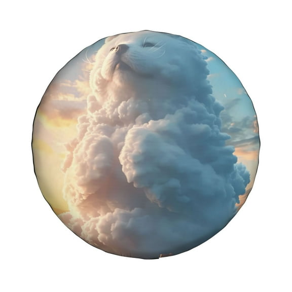 Haiem Spare Tire Cover , Wheel Cover with Cute Cloud Cat printed, Camper Spare Tire Cover Fit for Jeep Wrangler Rv SUV Truck Travel Trailer-14 inch