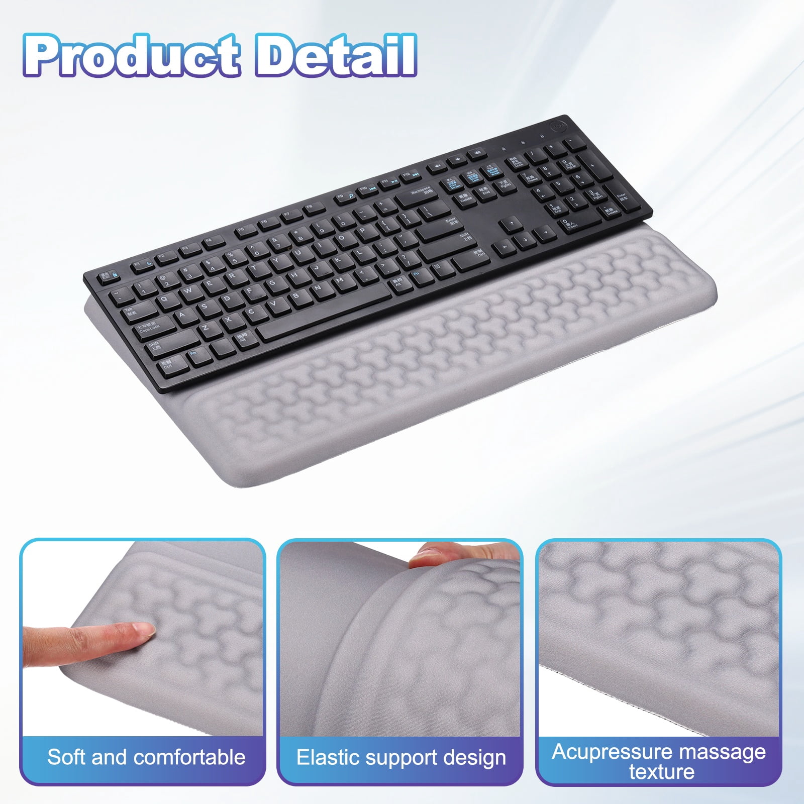 Uxcell Computer Keyboard Stand with Wrist Rest, Computer Wrist Support Pad, Keyboard Stand Riser Holder Pad for Office Desk Gaming Home, Gray