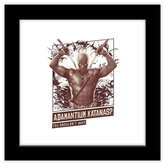 Gallery Pops Marvel Deadpool & Wolverine - Adamantium Katanas Wall Art, Black Framed Version, 12" x 12"