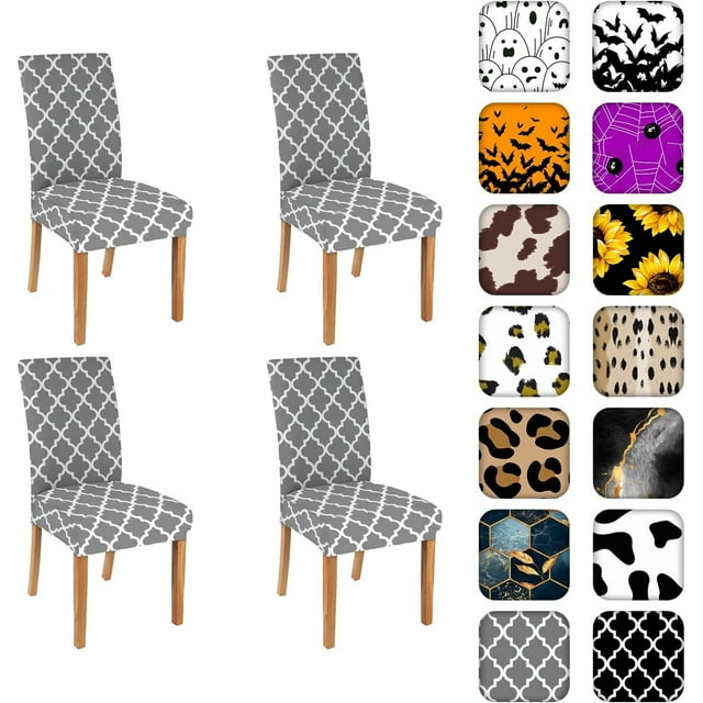 Chair Covers for Dining Room Set of 4, Stretch Dining Chair Cover 4 Pieces, Washable Kitchen Parsons Chair Slipcovers 4 Pack, Removable Seat Protector for Home and Party