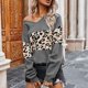 thumbnail image 5 of Puntoco-suéter de manga larga con cuello en V para mujer, blusa holgada con estampado de leopardo, suéter de punto, liquidación de Navidad Puntoco Puntoco-3139, 5 of 5