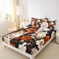 thumbnail image 3 of jejeloiu Cute Cat Wildflower Garden Bed Sheets Kids,Floral Kitten Print King Sheets For Girls,4 Pieces, 3 of 6