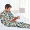 thumbnail image 6 of Naloa Dinosaurs And Leaves Men’s Pajamas Set - Long Sleeve Button Down Sleep Shirt and Pajama Bottoms Sleepwear Set-X-Large, 6 of 7