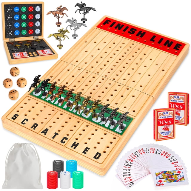 Juego de mesa TooyBing Large Horse Race con cartas y 11 caballos de metal