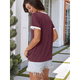 thumbnail image 2 of Camisetas de Corta con Cuello en V para Mujer, Color Vino Tinto M, 2 of 6
