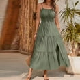 thumbnail image 6 of Admvng Women's Square Neck Dress Spaghetti Straps Tiered Sleeveless Casual Beach Maxi Dress, 6 of 6