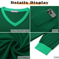 thumbnail image 6 of MOSHU Color Block T Shirts for Women V Neck Long Sleeve Womens Shirts Loose Fall Tops with Pocket, 6 of 10