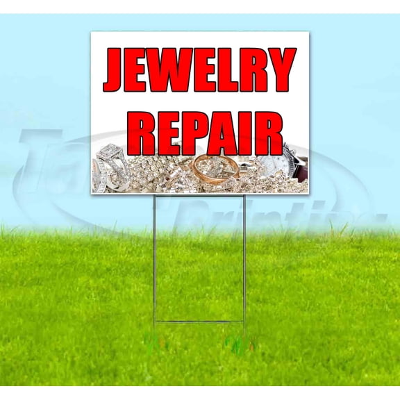 Jewelry Repair (18" x 24") Yard Sign, Includes Metal Step Stake