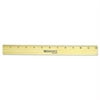 Flat Wood Ruler With Two Double Brass Edges, Standard/metric, 12", Clear Lacquer Finish | Bundle of 2 Each
