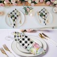 thumbnail image 3 of Spring Easter Flowers Cloth Napkins, Farmhouse Floral Black Buffalo Plaid Washable and Reusable Dinner Napkins Set of 6, Table Napkin for Kitchen Party Birthday Wedding Hotel Housewarming 20"x20", 3 of 9