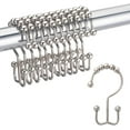 thumbnail image 1 of Shower Curtain Hooks Rust Resistant Shower Curtain Rings Metal Double Glide Rollers Shower Hooks For Bathroom Shower Curtain Rods Curtains, Set Of 12, Nickel, 1 of 7
