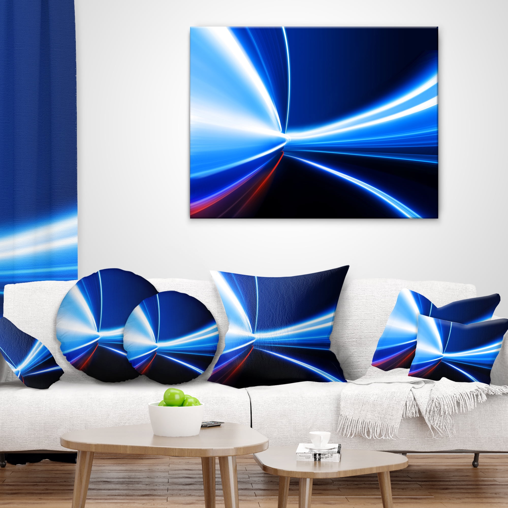 Designart Speed on Night Road - Abstract Throw Pillow - 12x20
