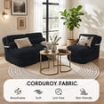 thumbnail image 5 of ANPOO 82" Single Corduroy Convertible Sleeper Sofa - Folding, Pillow Included, Back Support, Side Pocket, Zippers, Handles and Straps, Portable for Living Room & Bedroom, Black, 5 of 10