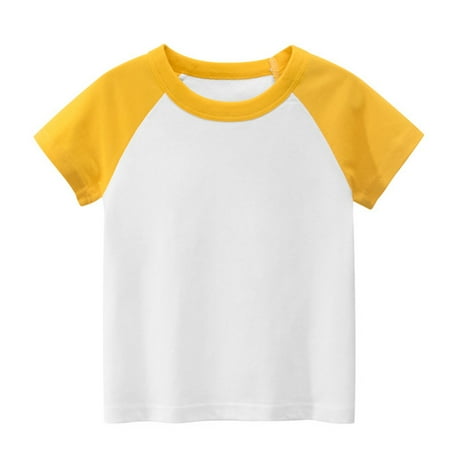 

Toddler Kids Baby Boys Girls Color Block Short Sleeve Crewneck T Shirts Tops Tee Clothes For Children