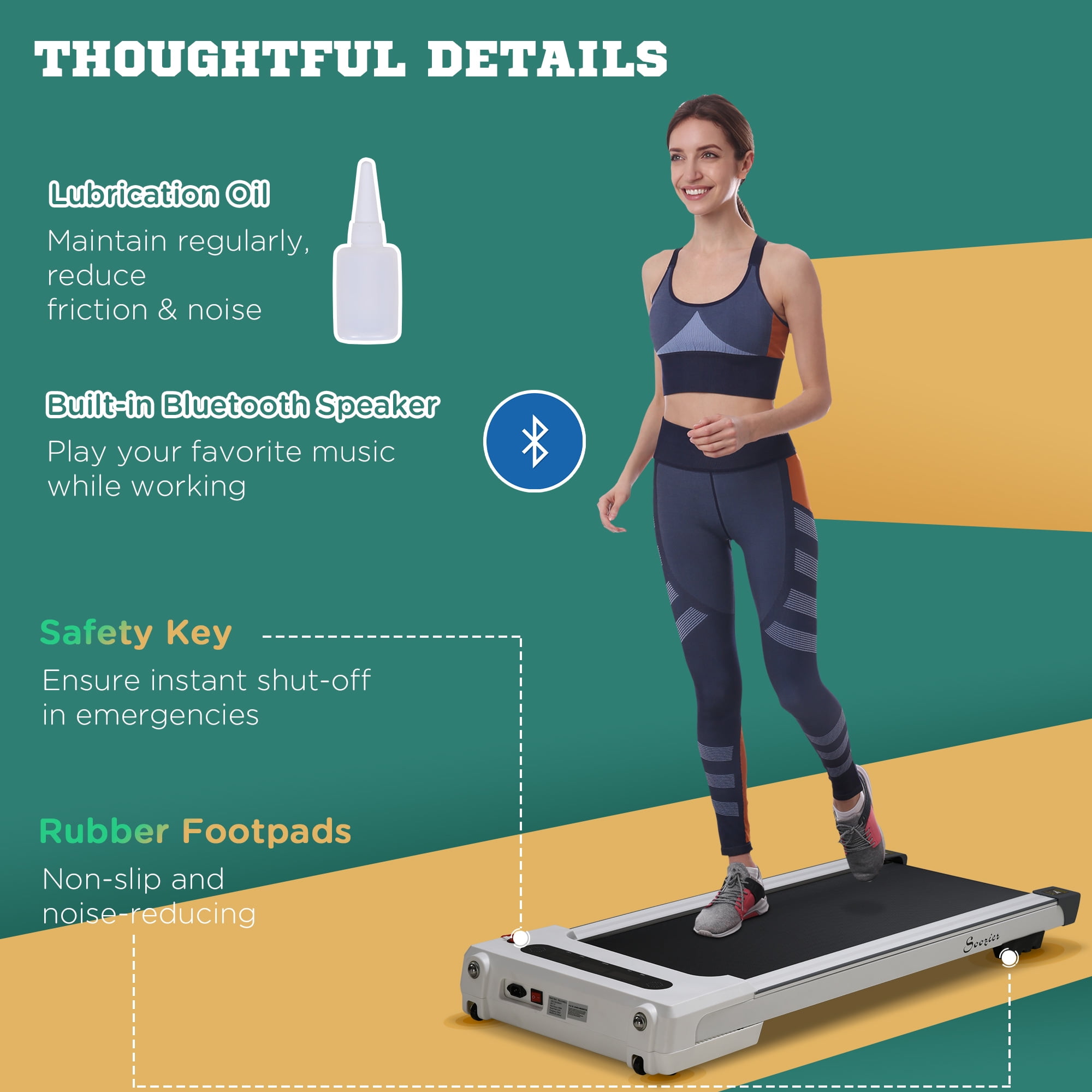 Buy Soozier Under Desk Treadmill, Standing Walking Pad, Walking Jogging