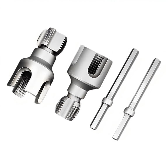 2 Pcs Integrated Water Pipe Threading Tool Kit, 1/2 and 3/4-Inch Internal External Threader Tap Die Set for PPR PVC Pipe, Easy Step Plumbing Threading, for Home Repair