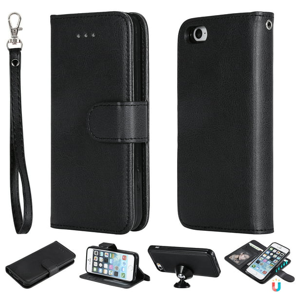 iPhone 5 5S Case Wallet, iPhone SE(2016 Edition) Case, Allytech Premium Leather Flip Case Cover & Card Slots Support Wireless Charging Detachable Slim Case for Apple iPhone 5 5S (Black) - Walmart.com