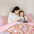 thumbnail image 5 of Feelyou Initial K Letter Bedding Comforter Set for Kids, Girly Pink Cartoon Twin Comforter Sets, Fashion Bling Stars Reversible Bedding Set, Luxury Bedroom Decor, 2 Pieces, 5 of 8
