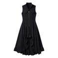 thumbnail image 7 of Women's Solid Color Sleeveless Lapel Zipper Jumpsuit Long Skirt Casual Fashion, 7 of 7