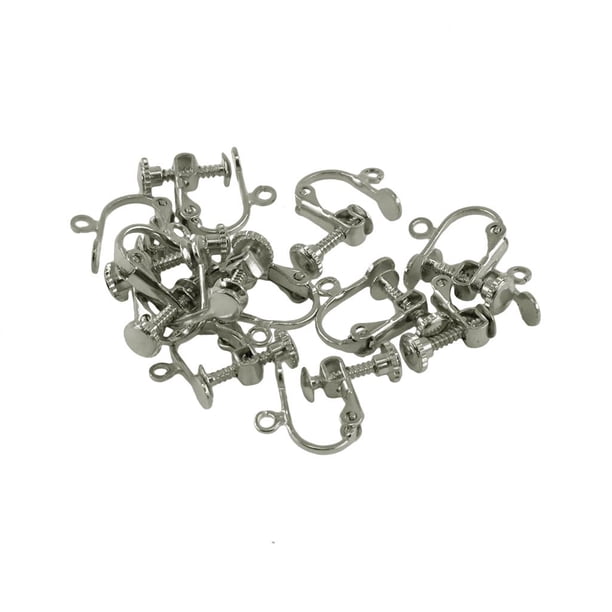 12 piezas de latón, no perforante, tornillo ajustable, clip para pendientes, ganchos , manualidades para bricolaje Plata perfecl Resultados de la joyería del pendiente del clip