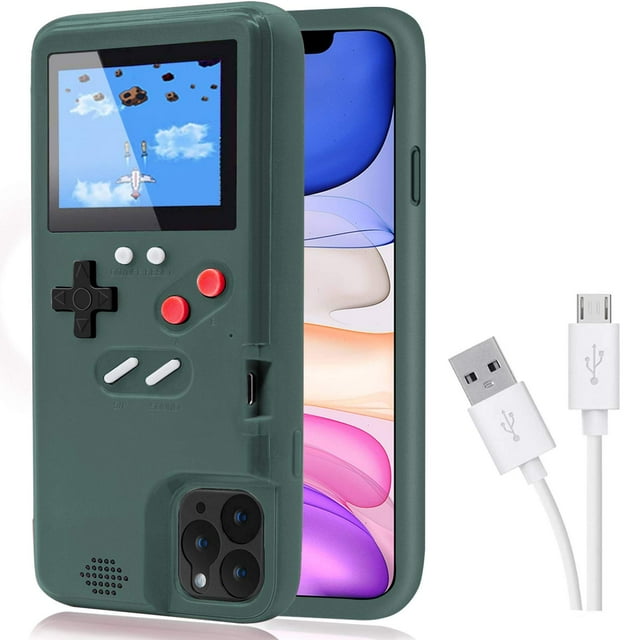 DIKKAR Étui de Jeu pour iPhone, Étui de Protection Rétro avec Alimentation Propre, 36 Petits Jeux, Écran Couleur, Étui de Jeu Vidéo pour iPhone 11 Pro Max (Vert)