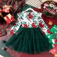 thumbnail image 2 of GDREDA Barboteuse pour Bébés Filles Automne et Hiver Nouveaux Vêtements pour Filles Robe à Manches Longues Imprimée Col Rond Robe de Fête de Noël (Vert, 5-6 Ans), 2 of 8