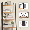 thumbnail image 6 of Wdmiya Ladder Shelf 5-Tier, Free Standing Bookshelf with Adjustable Feet, Metal Bookcase for Kitchen, Bathroom, Garage, Small Spaces, Brown, 6 of 9