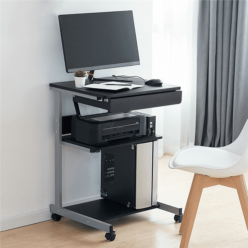 Fullfurnique Bureau d'ordinateur Portable avec Rangement Compact, Noir