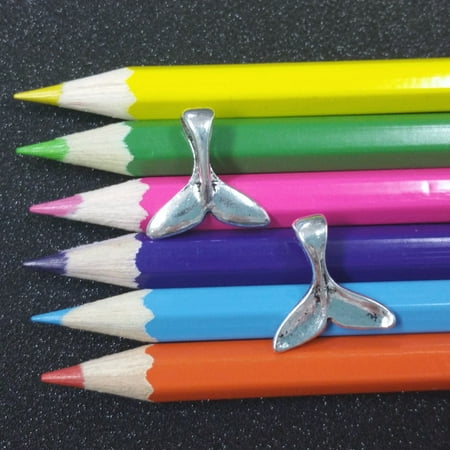Cut Dolphin Charm - 10 PCS - Dolphin Fish Mermaid Fin Tail Silver Charm Pendant C1157