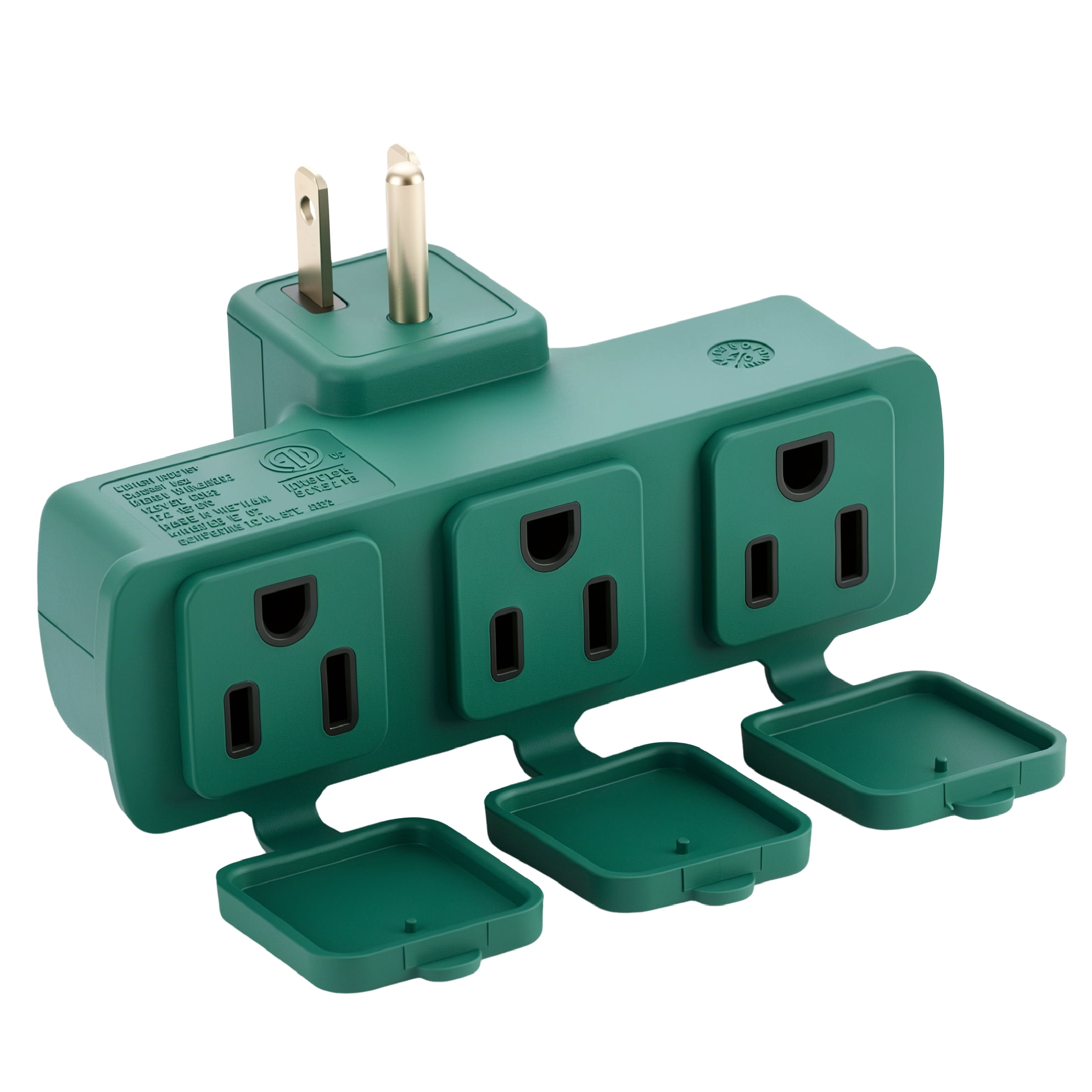 Hyper Tough Indoor/Outdoor 3 Grounded Outlet Adapter - Green