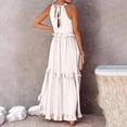 thumbnail image 6 of IROINNID Fit&Flare Dress For Women Sleeveless Round Neckline Summer Casual Halter Bandage Vest Long Dress Strapless Solid Color Dress, 6 of 8