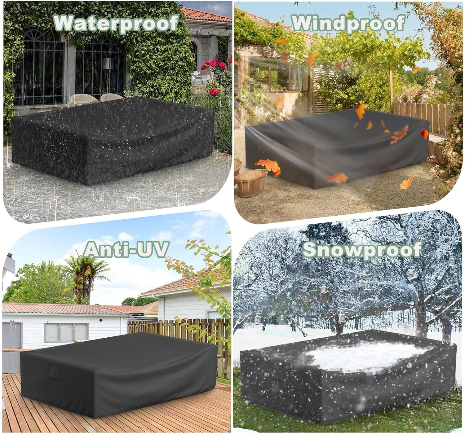 Gasadar Outdoor Patio Furniture Covers Waterproof,500D Oxford,All Weather Protection Patio Table Covers for Outdoor Furniture Set,110" L x 84" W x 29" H,Black