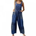 thumbnail image 4 of Danhjin Women's Baggy Wide Leg Overalls Casual Loose Jumpsuit Rompers Buttons Suspender Jumpsuit on Clearance, 4 of 5