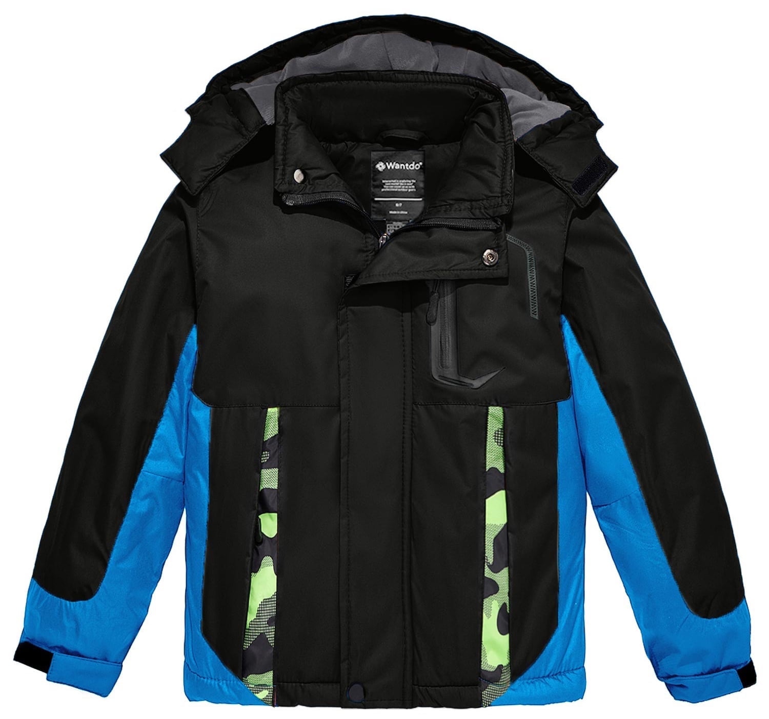 Wantdo Boys' Waterproof Ski Jacket with Removable Hood