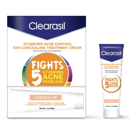Clearasil Stubborn Acne Control 5in1 Concealing Treatment Cream, (Best Korean Cc Cream For Acne Prone Skin)