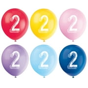 Latex Chalk Design Number 2 Balloons, Assorted, 12 in, 6ct