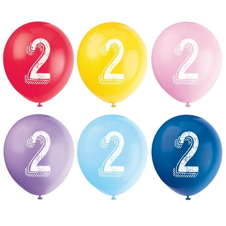 Latex Chalk Design Number 2 Balloons, Assorted, 12 in, 6ct