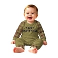 thumbnail image 3 of Matching Christmas Pajamas for Family, Ultra-Soft Cotton Holiday Pajamas, Xmas Letter Print Brown Raglan Green Plaid Pjs Pants, 3 of 5