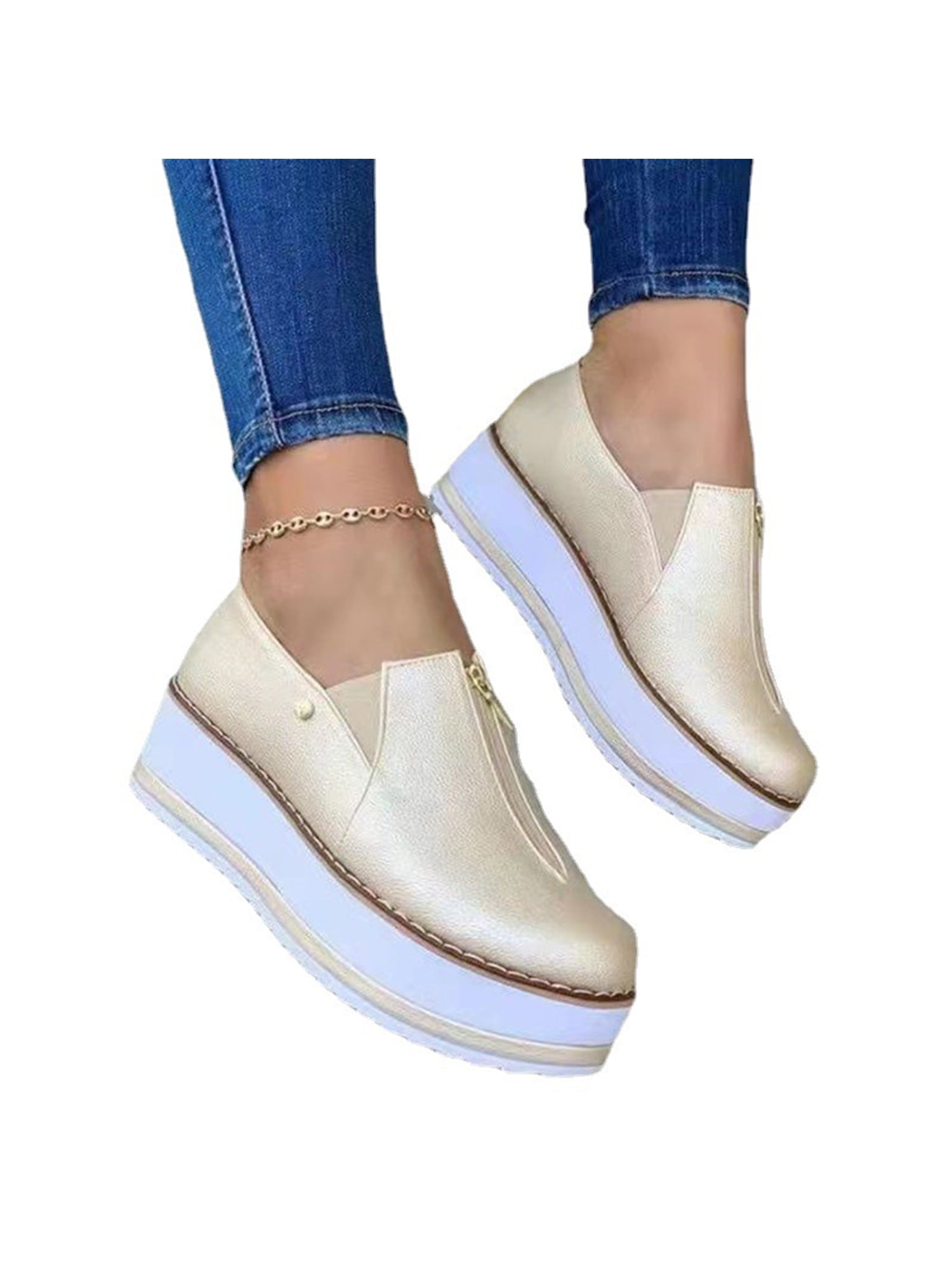 mister temperamentet Bekræfte Depression Ymiytan Women's Loafers Pumps Casual Slip On Trainers Sneakers Wedge Heel  Shoes - Walmart.com