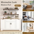 thumbnail image 5 of Multi-Functional Storage Sideboard with Adjustable Shelves, 3-Tier Pull-Out Rack, Kitchen Island Cabinet, Buffet Table for Dining Room, White, 5 of 16