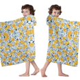 thumbnail image 4 of Yellow Lemon Fruit Leaves Blue Pattern Hooded Bath Towel，60"x35" for Ages 3 To 12 Kids, Quick Dry Lightweight Soft Microfiber Hood Beach Towel Cover Up for Kids, 4 of 7