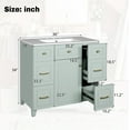 thumbnail image 2 of Harper & Bright Designs 36" Green Bathroom Vanity with Sink, Bathroom Storage Cabinet with Drawers and Adjustable Shelf, 2 of 16