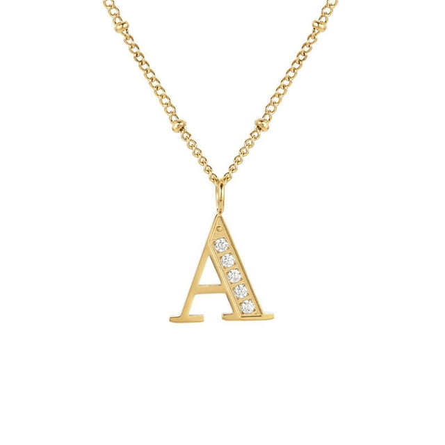 Elegante Collar Con Letra A Dorada Decorado Con Pedrería, Para Mujer Y Niña
