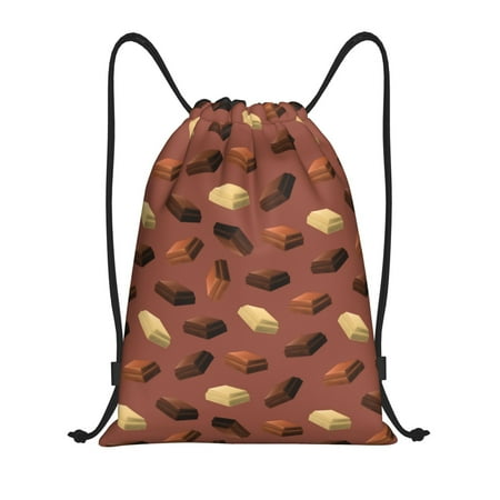 Drawstring Backpack Chocolate Pattern No.9019 Sports Gym Bag for Men Women  Waterproof Drawstring Bags for Sports  Travel  Swimming  Beach