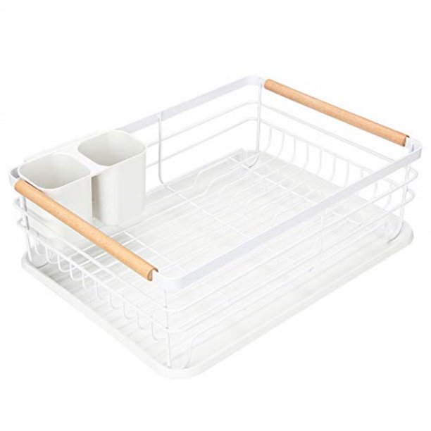 modern wood handle dish rack and drain board, attom tech home 16.5" x