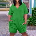 thumbnail image 2 of hotojiny Womens Plus Size Rompers Casual Short Sleeve Baggy Wide Leg Short Jumpsuits Lounge Summer Beach Romper with Pockets, 2 of 5