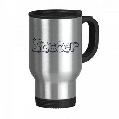 

Football Blue Soccer Front Pattern Travel Mug Flip Lid Stainless Steel Cup Car Tumbler Thermos