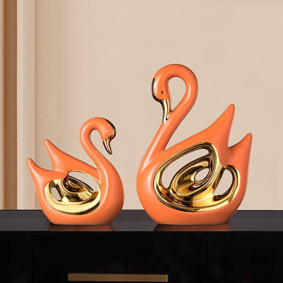 Luxury Couple Swan Ceramic Decorative Items for Living Room, TV, Wine Cabinet, Office Desktop Ornaments, Home Furnishings