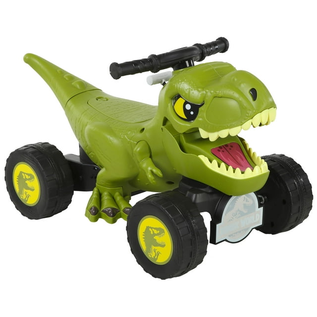 6V Jurassic World T-Rex Quad con Funciones de Juego Interactivas