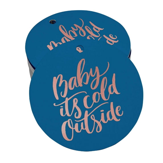 Inkdotpot Pack Of 50 Real Rose Gold Foil Paper Tags Baby It's Cold Outside Baby Shower Favor Hang Tags